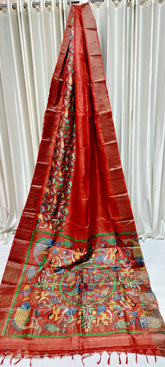 Tussar handblock print saree